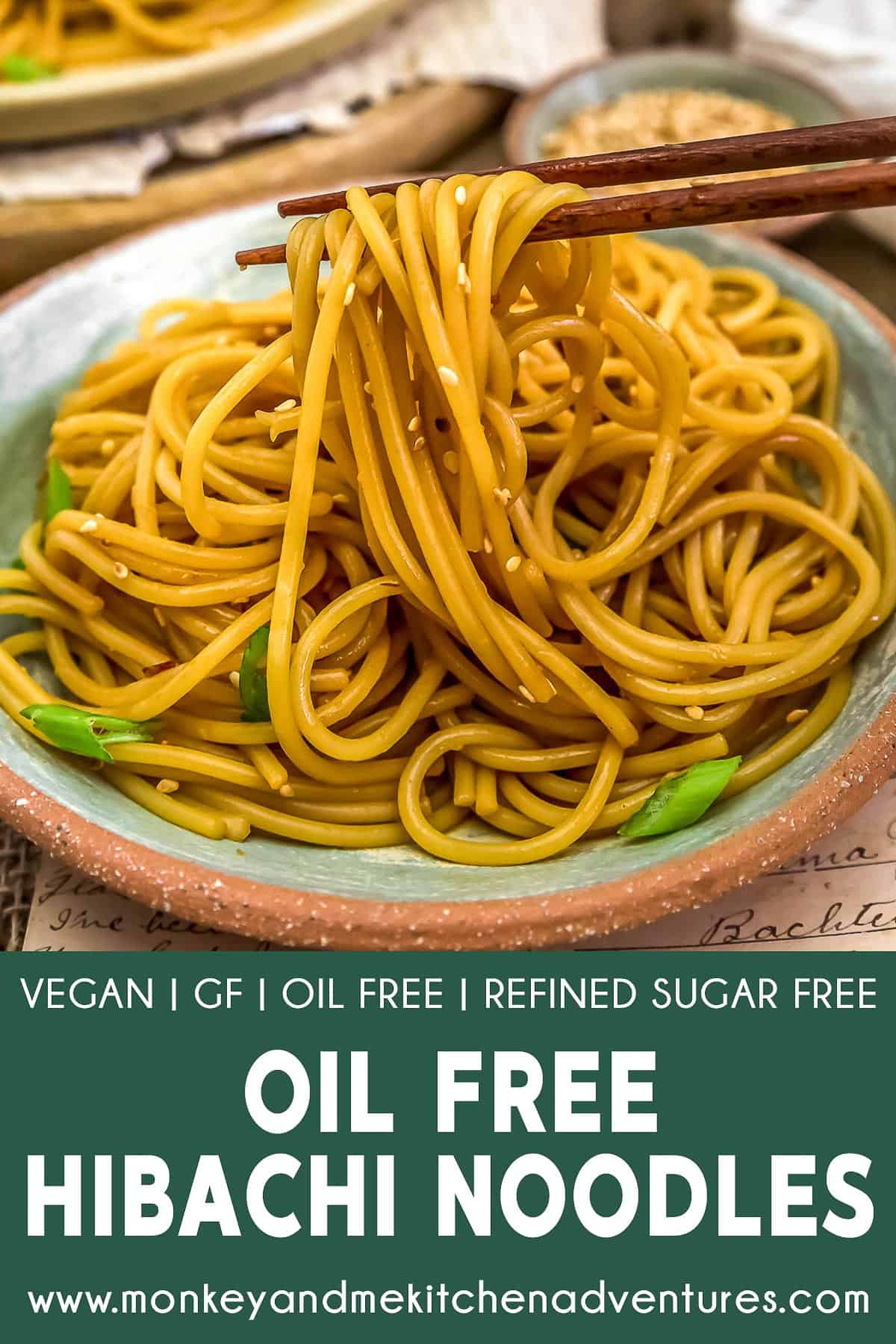 Oil-Free Hibachi Noodles with text description