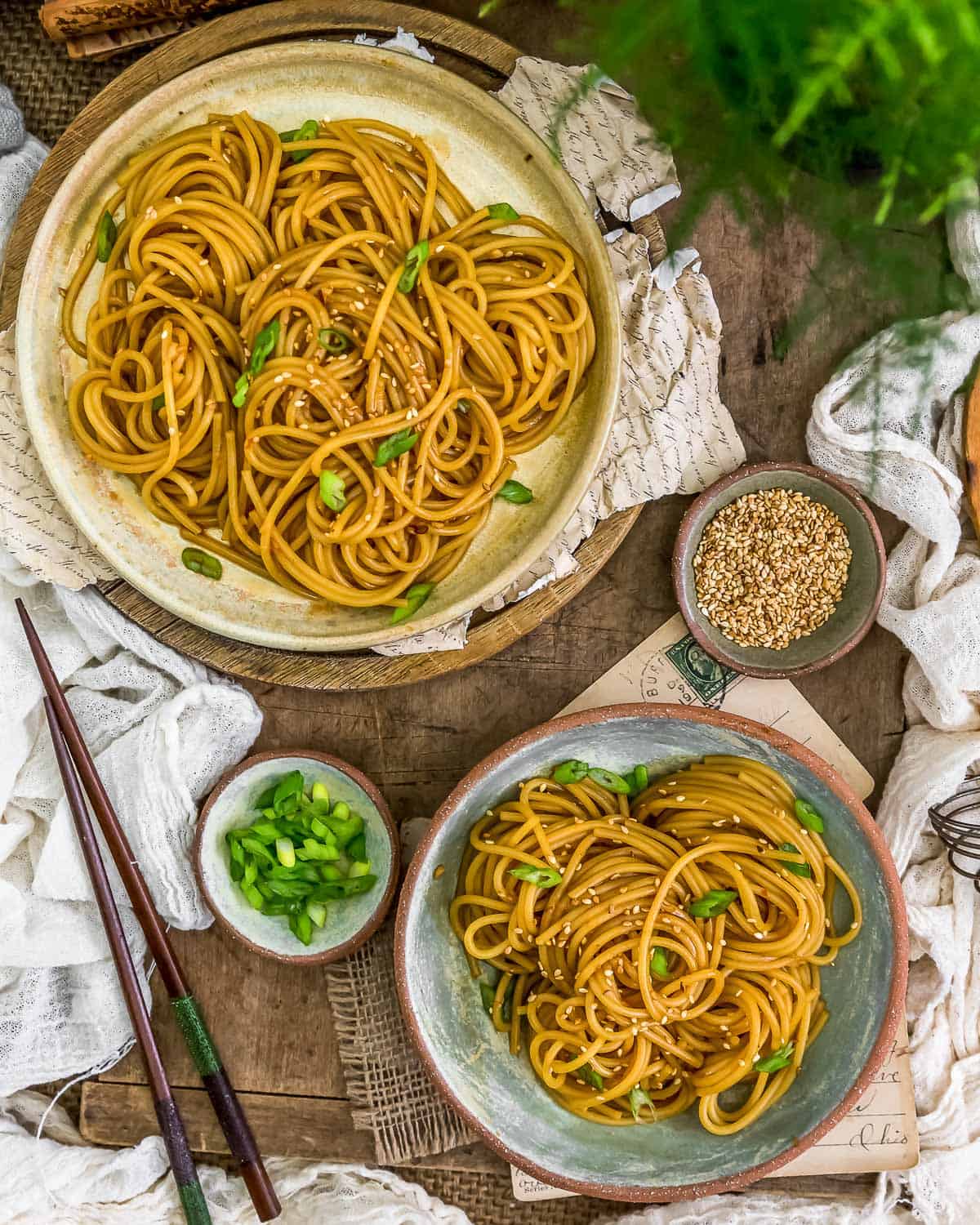 Tablescape of Oil-Free Hibachi Noodles