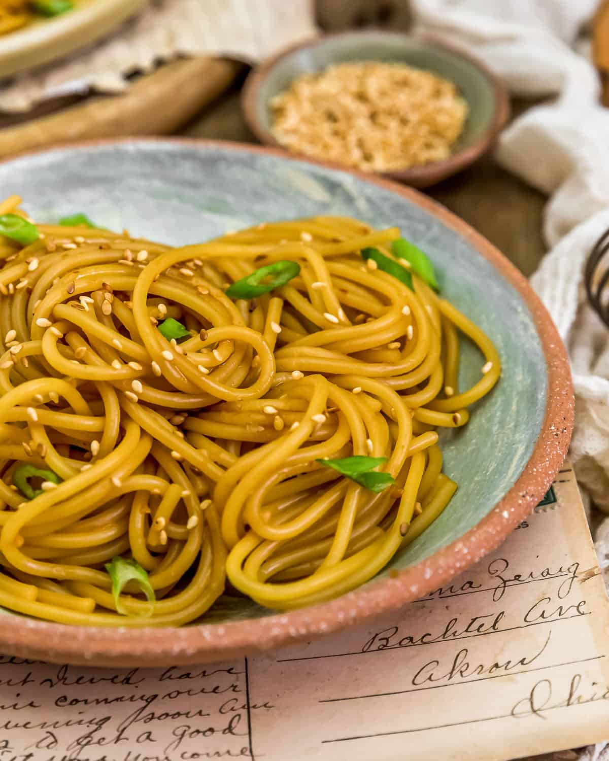 Close up of Oil-Free Hibachi Noodles