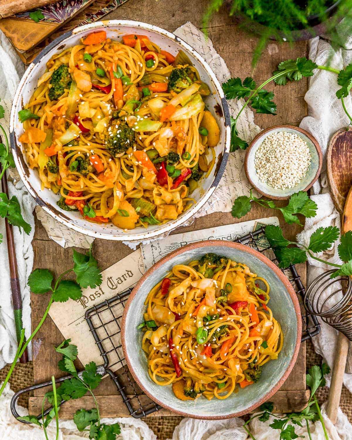 Tablescape Thai Curry Cabbage Noodle Stir Fry