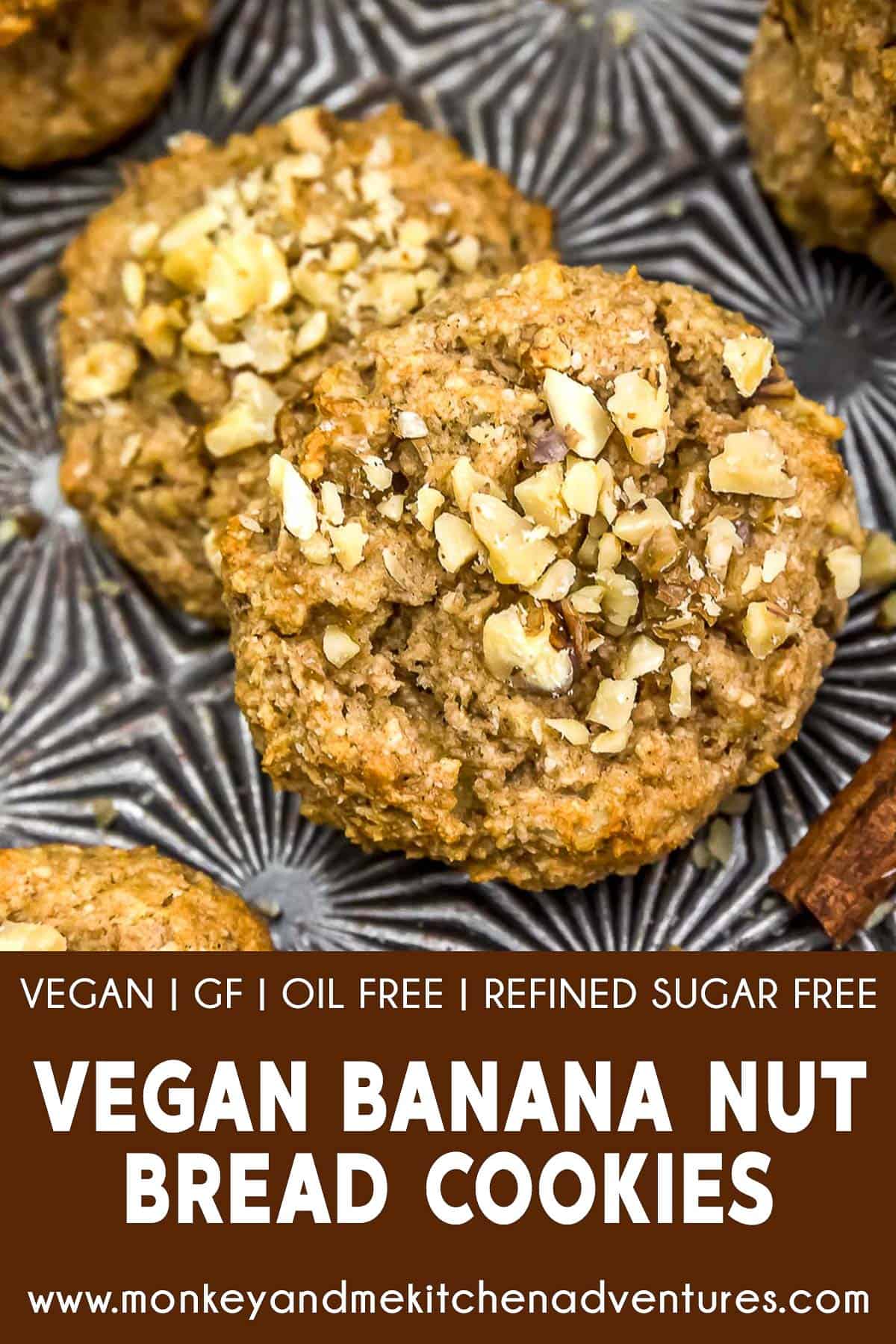 Vegan Banana Nut Bread Cookies with text description