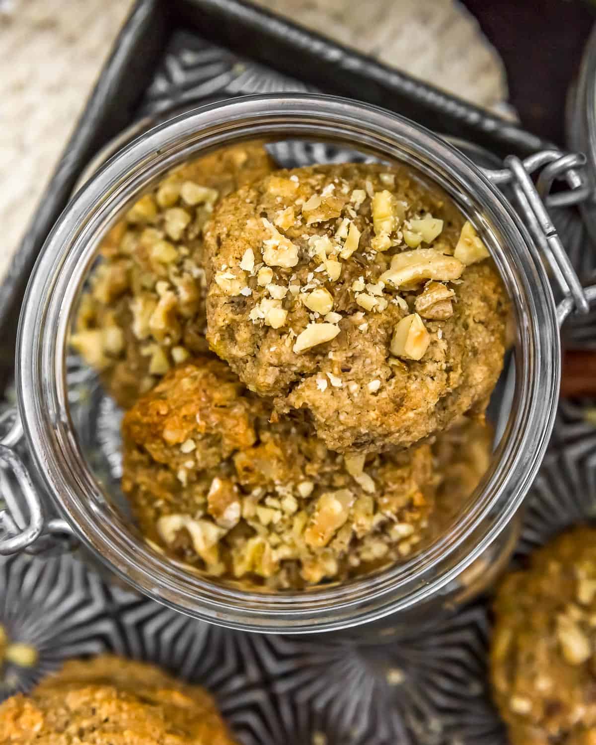 Jar of Vegan Banana Nut Bread Cookies