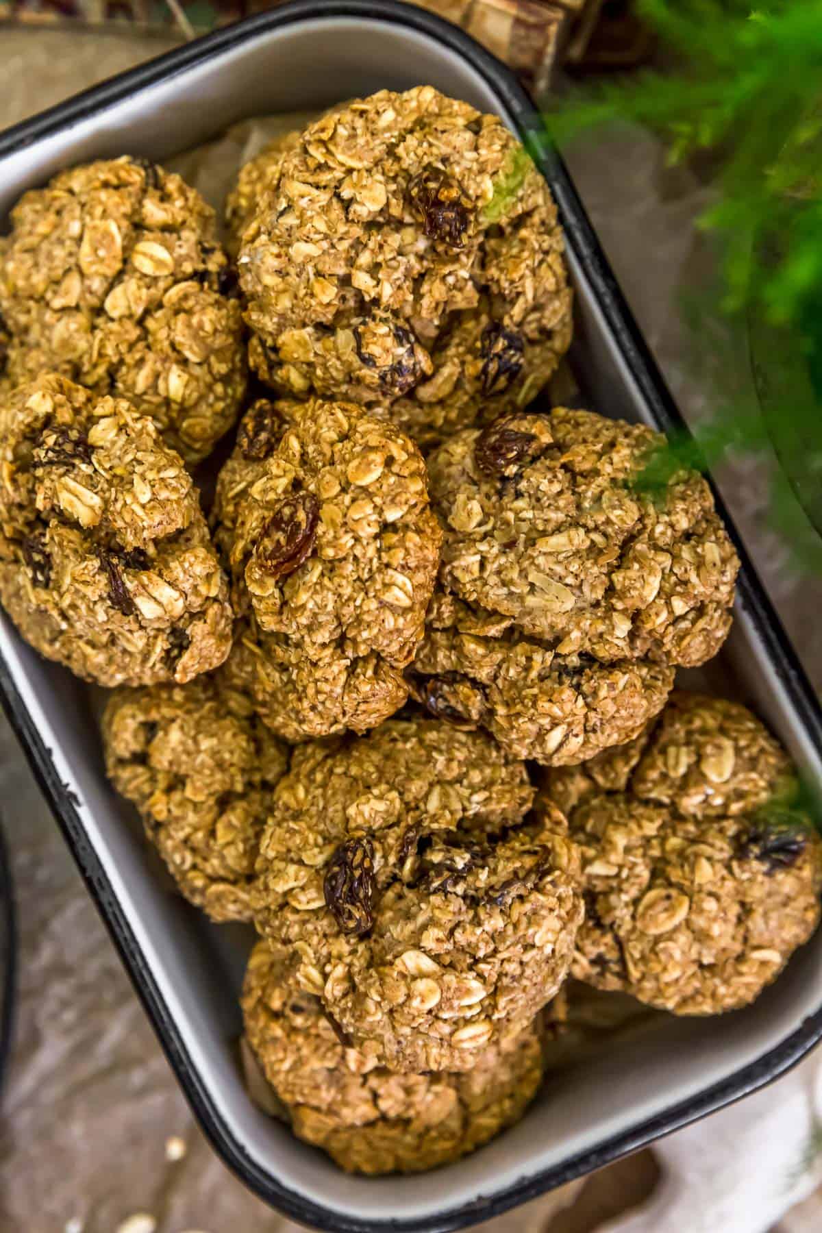 Tin of Vegan Crispy Oatmeal Cookies