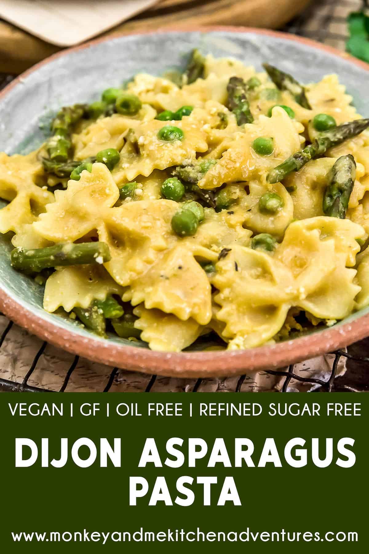Dijon Asparagus Pasta with text description