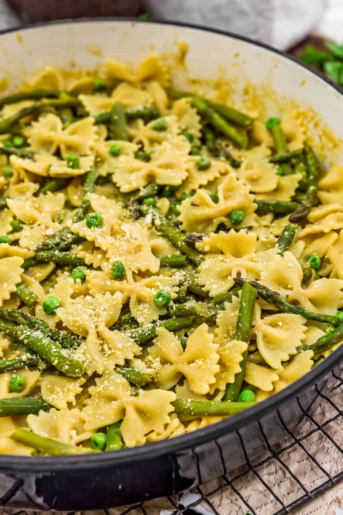 Close up of Dijon Asparagus Pasta