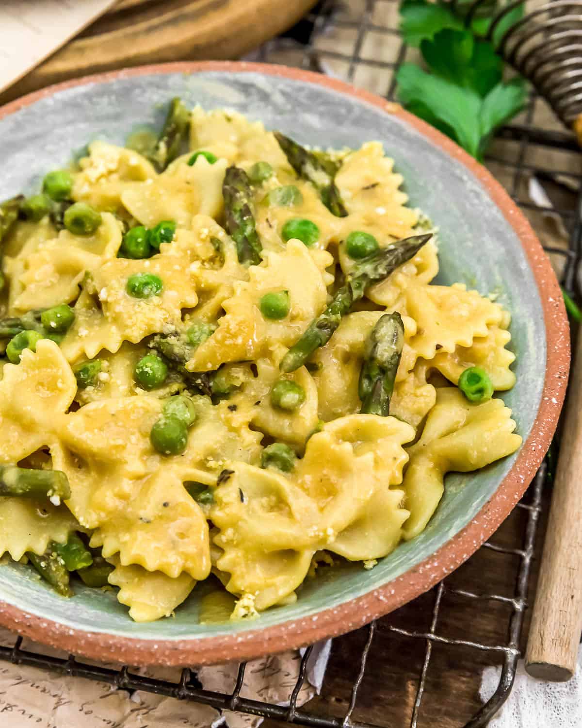 Close up of Dijon Asparagus Pasta