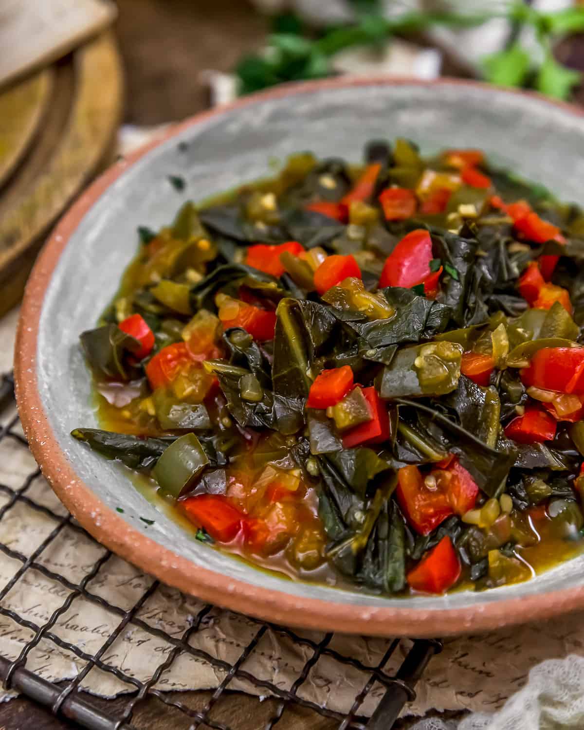 Close up of Sweet and Spicy Collard Greens