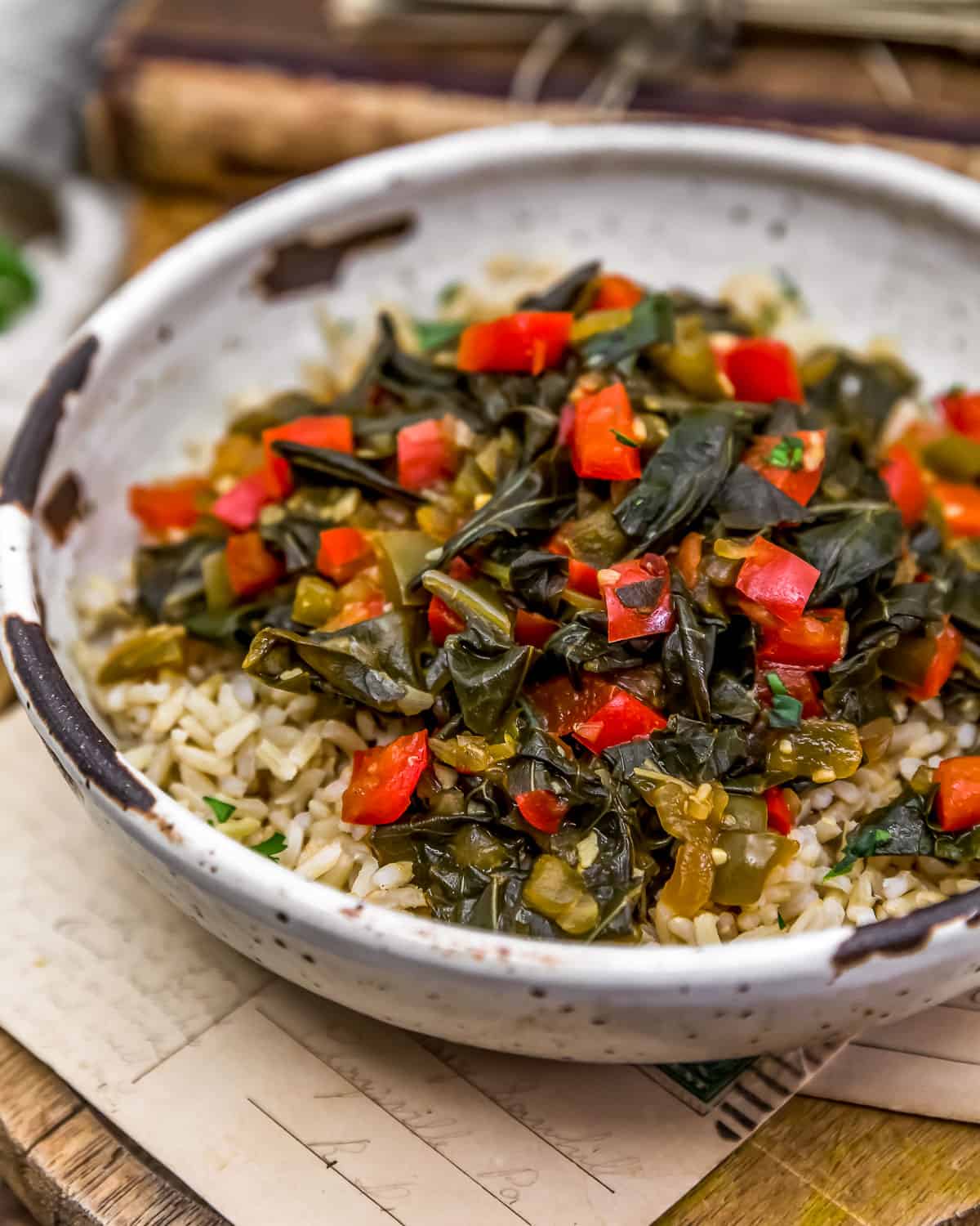 collard greens stirfried with peppers