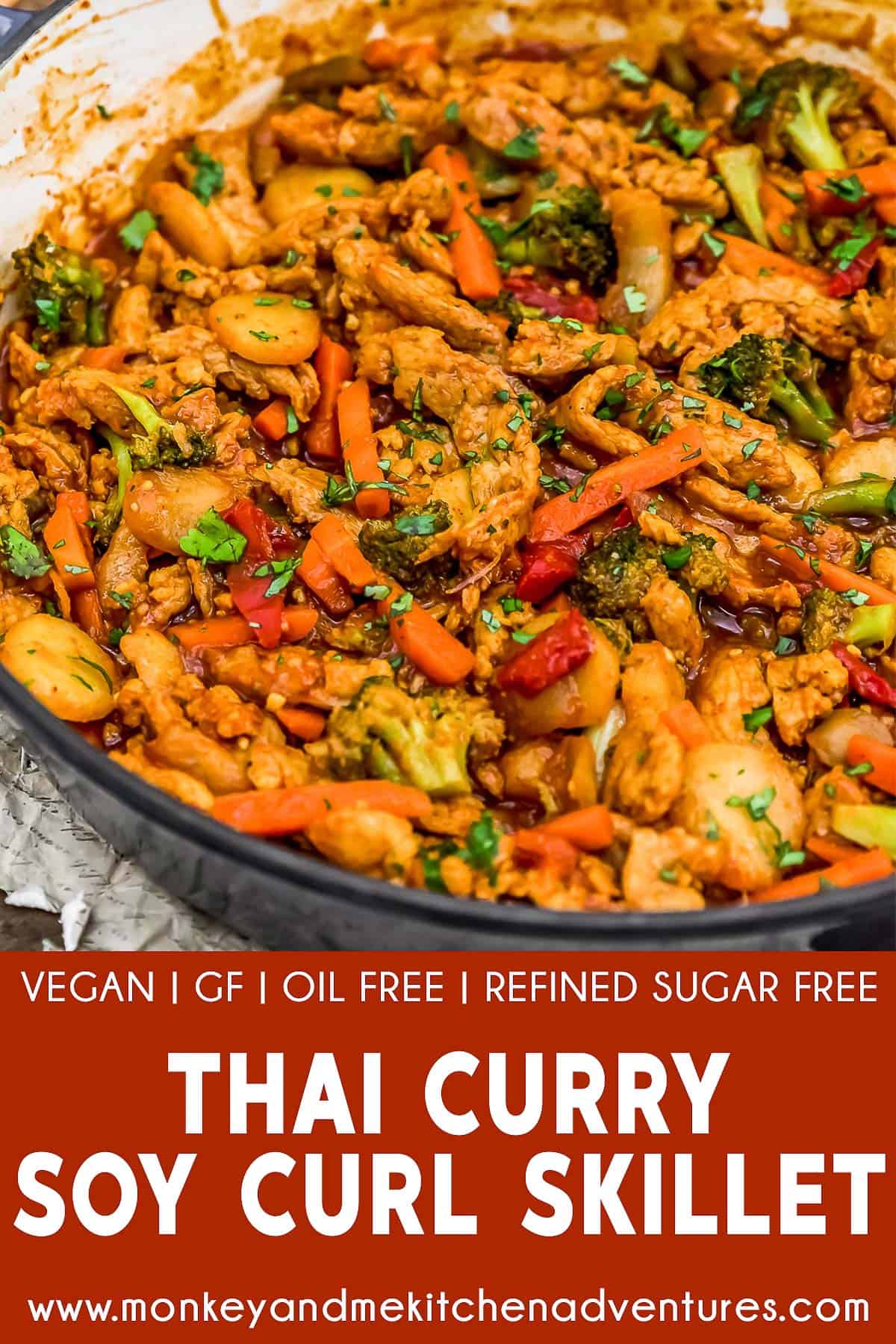 Thai Curry Soy Curl Skillet with text description