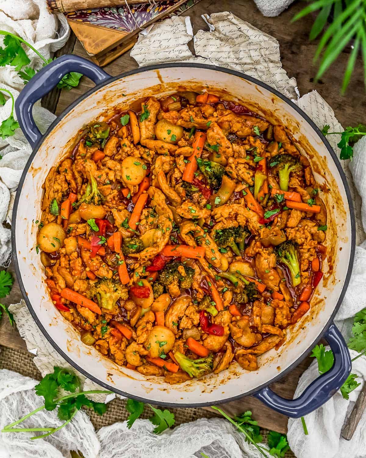 Tablescape of Thai Curry Soy Curl Skillet