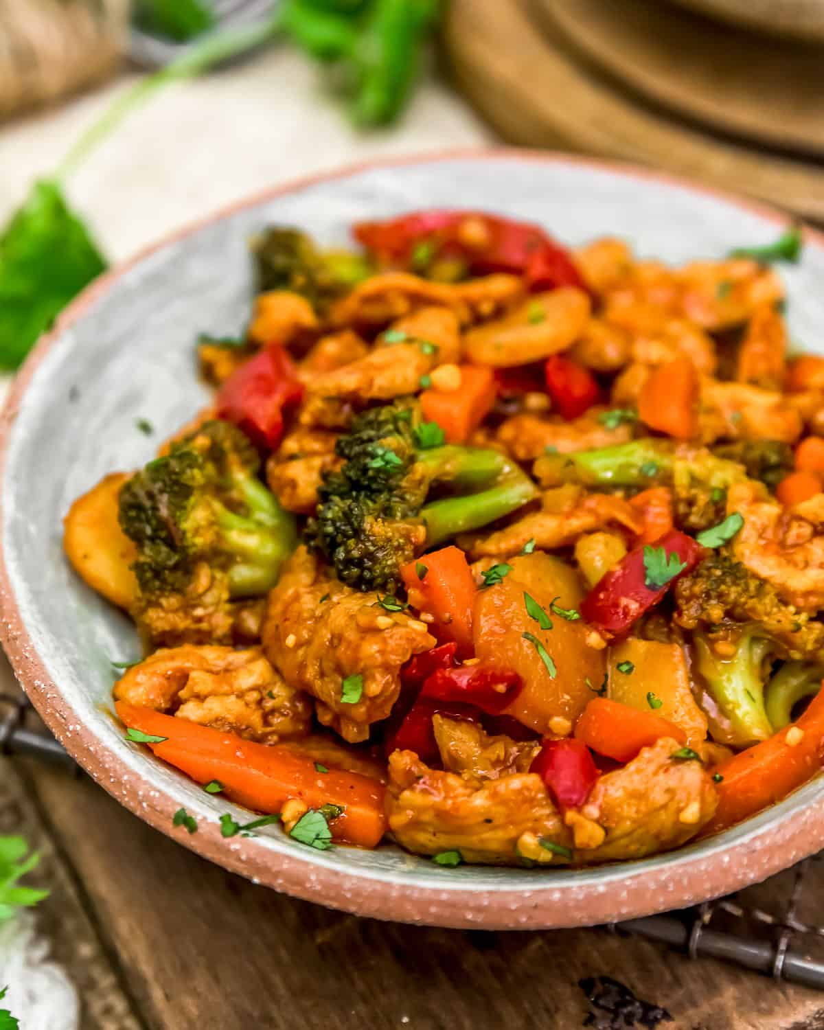 Close up of Thai Curry Soy Curl Skillet