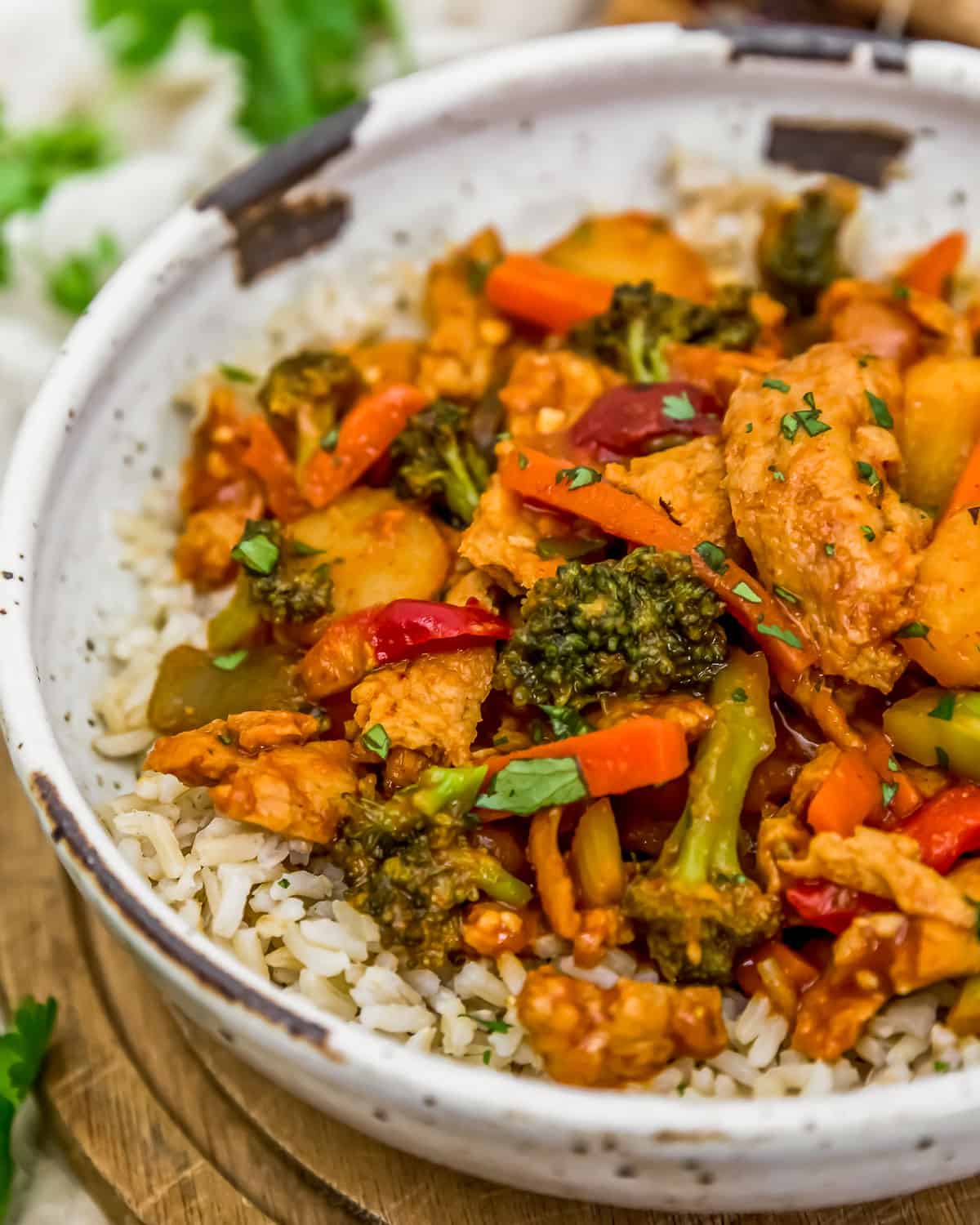 Bowl of Thai Curry Soy Curl Skillet