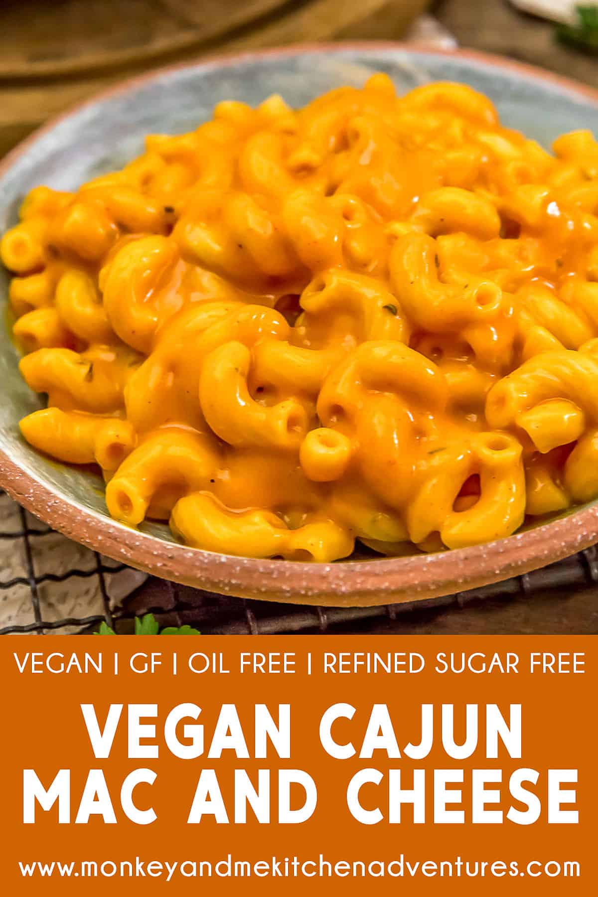 Vegan Cajun Mac and Cheese with text description