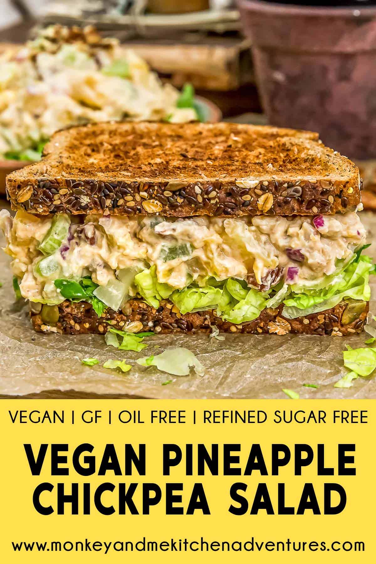 Vegan Pineapple Chickpea Salad with text description