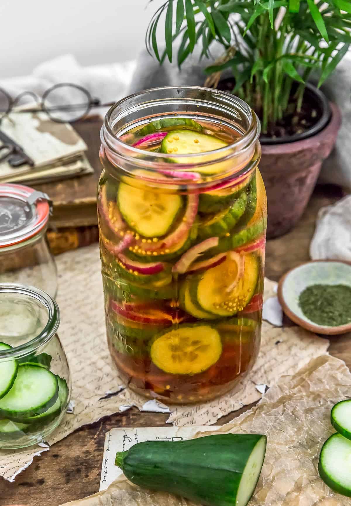 Jar of Healthy Refrigerator Bread and Butter Pickles