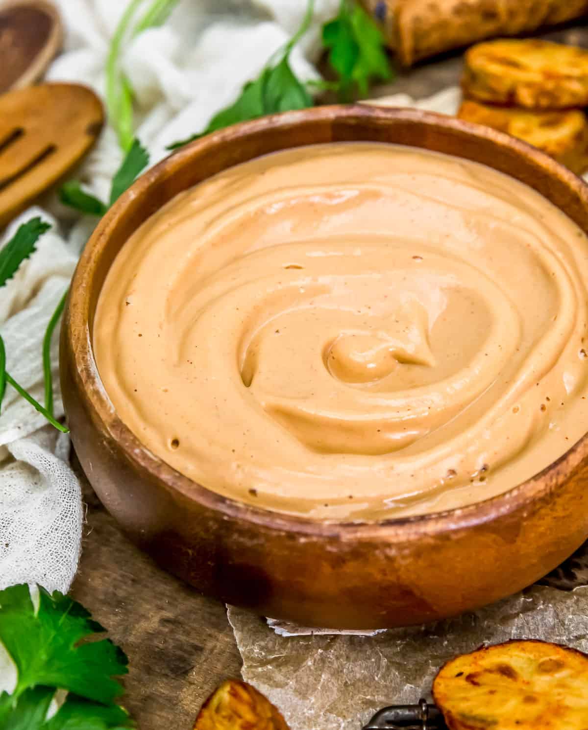 Close up of Vegan Fry Sauce