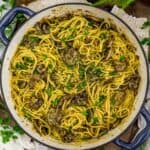 Skillet of Easy Garlic Mushroom Pasta