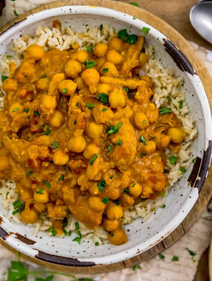 Close up of Easy Vegan Indian “Butter” Chickpeas
