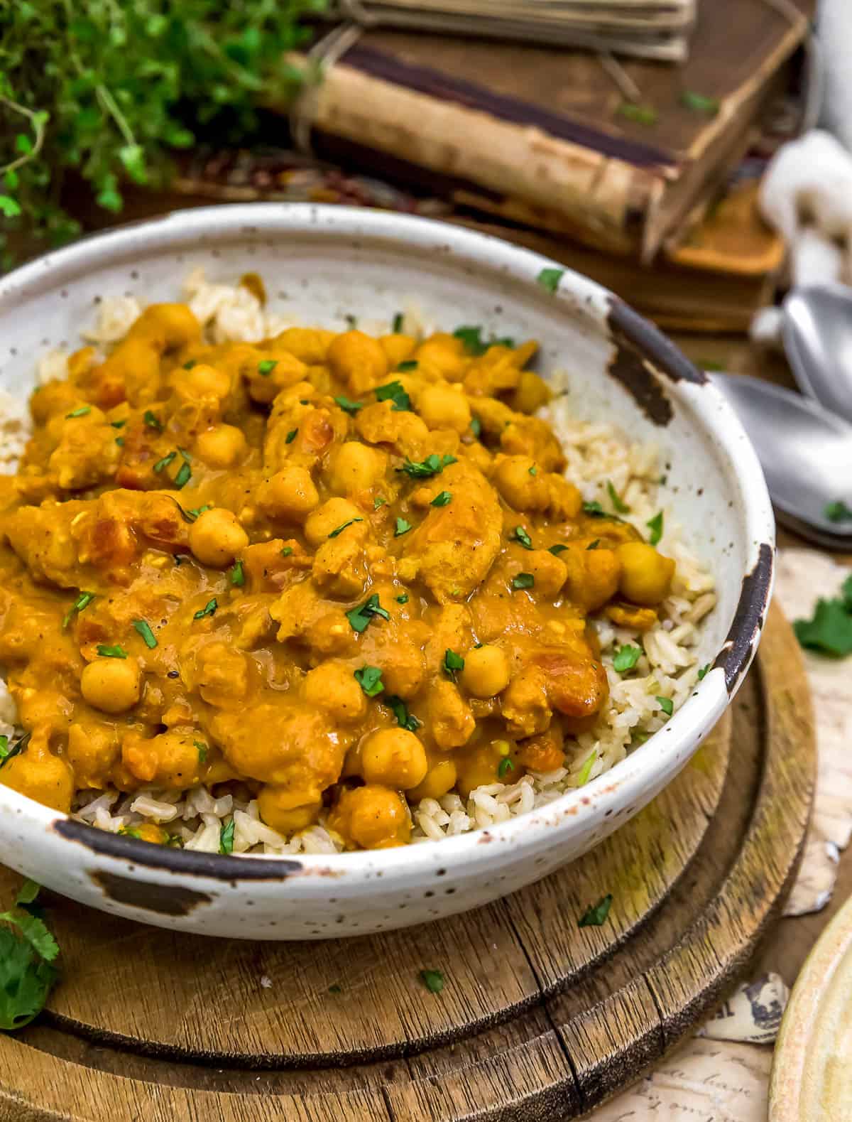 Easy Vegan Indian “Butter” Chickpeas in a bowl