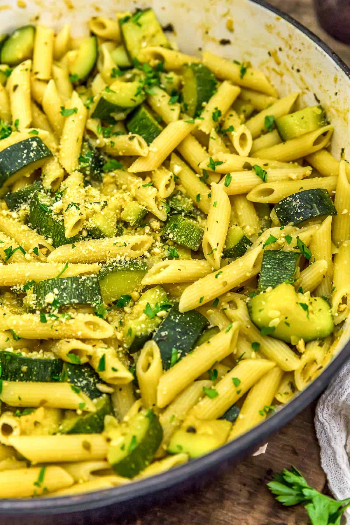 Easy Zucchini Pasta in a skillet