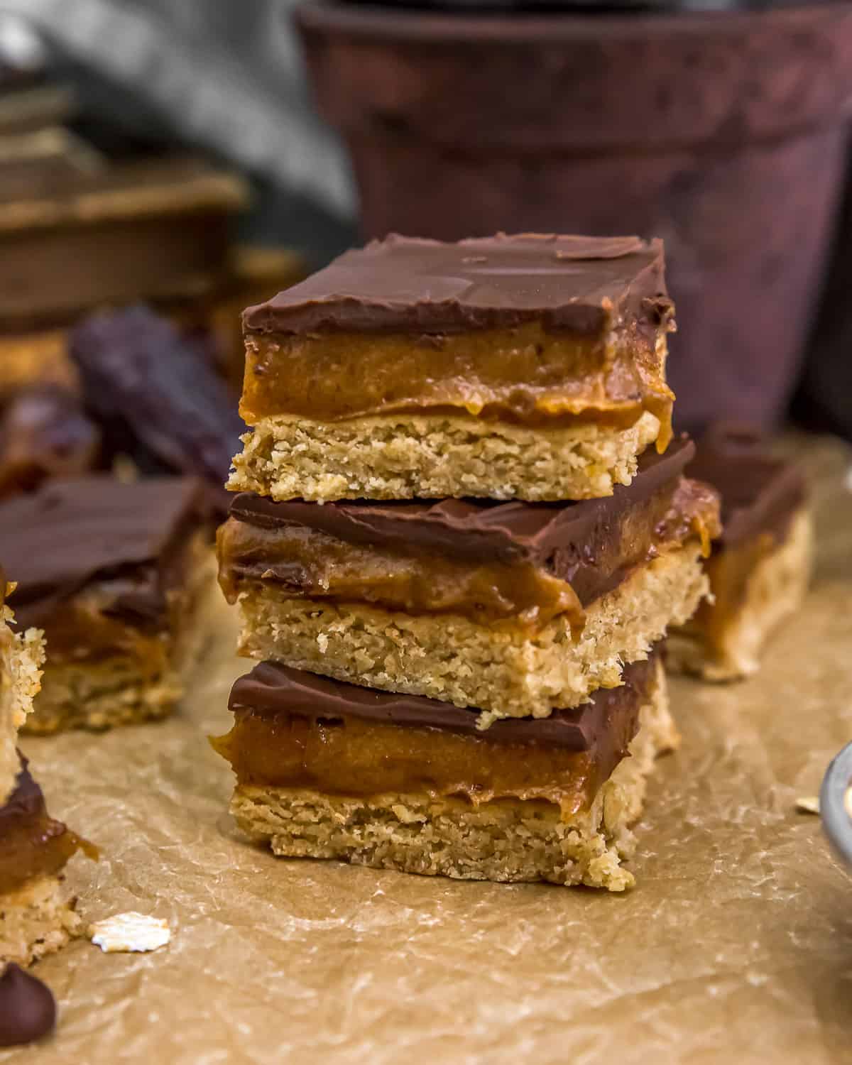 Stacked Vegan Millionaire Bars