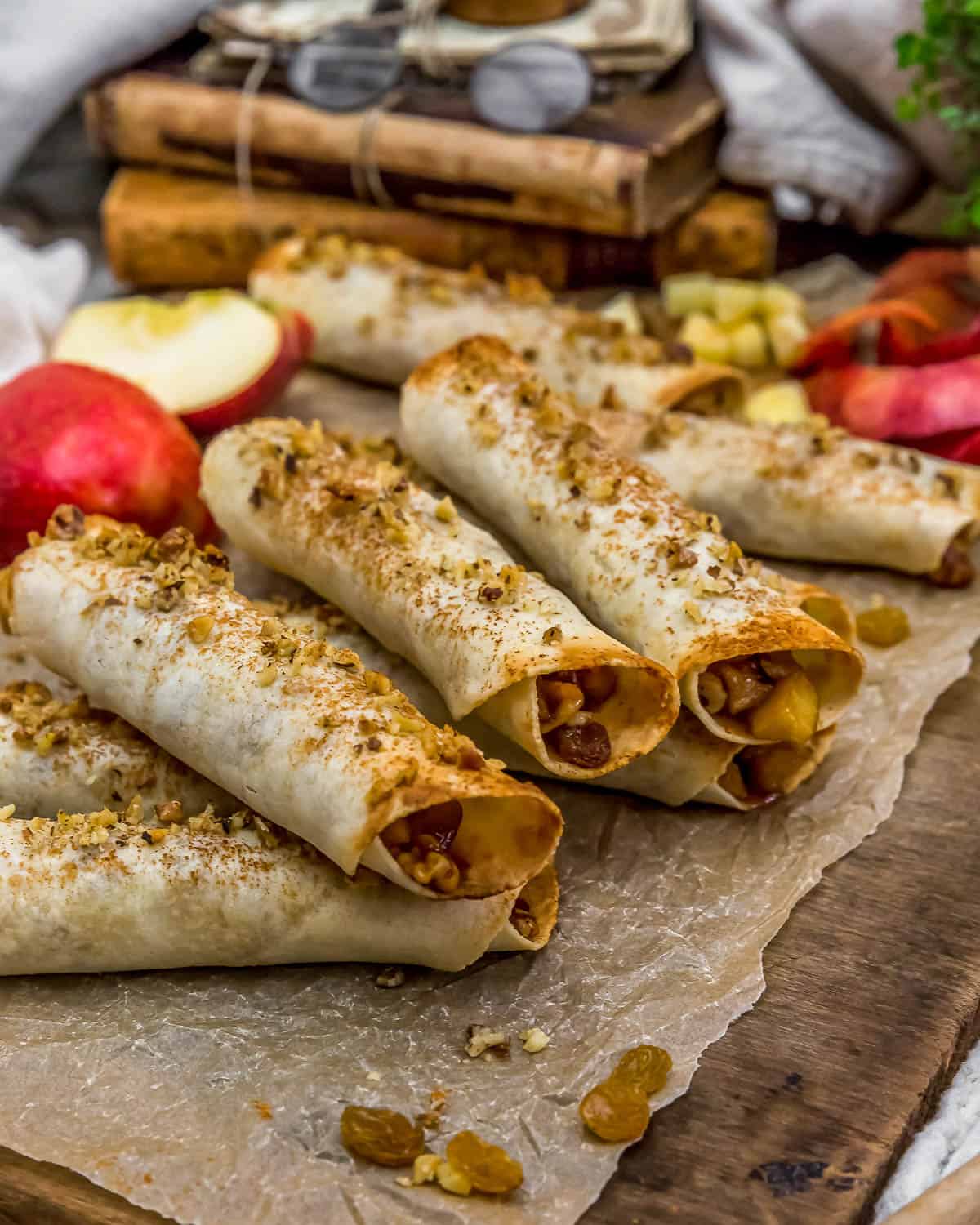 Pile of Apple Walnut Strudel Roll-Ups