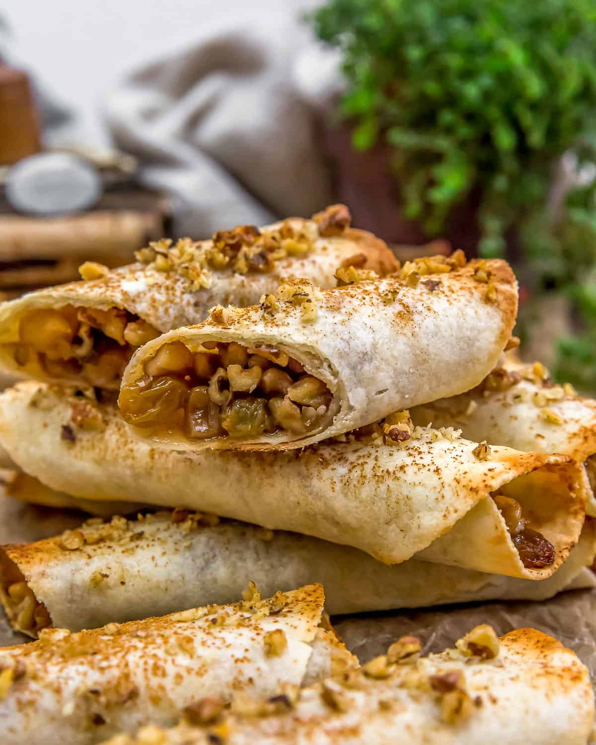 Close up of Apple Walnut Strudel Roll-Ups