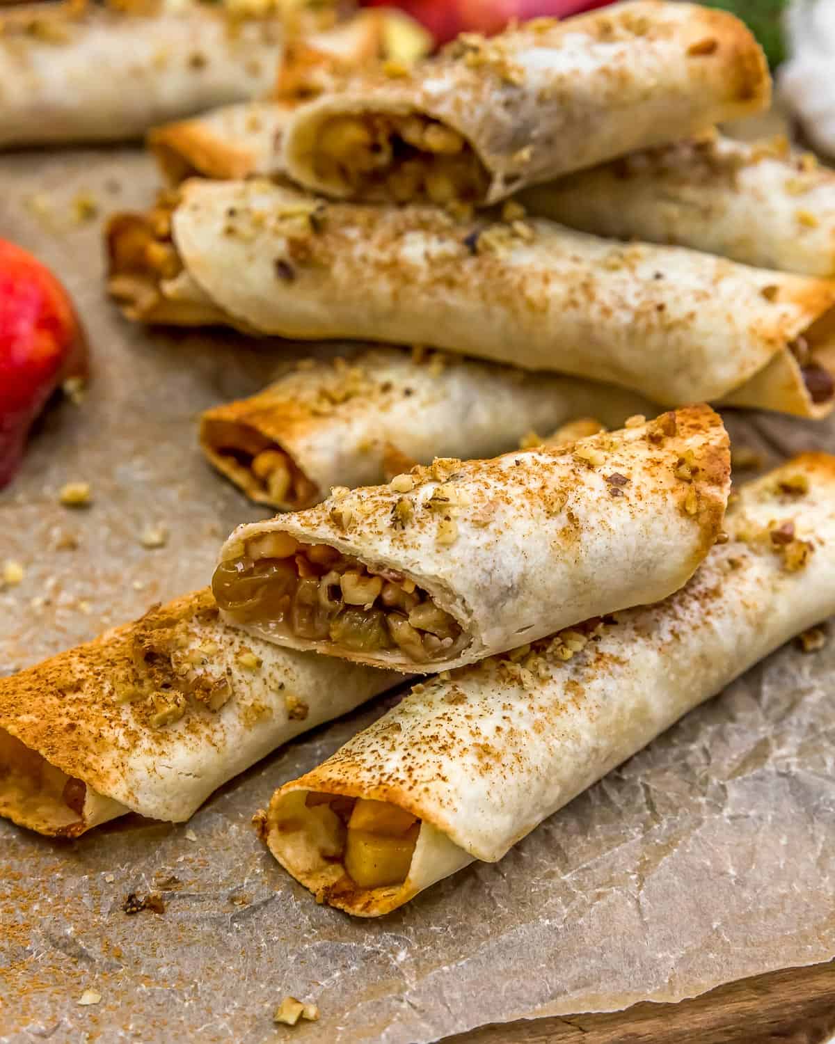 Close up of Apple Walnut Strudel Roll-Ups