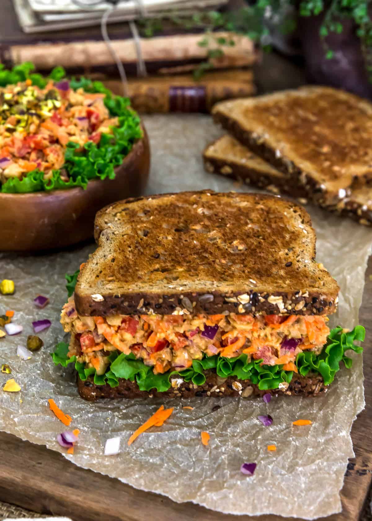 Tablescape of Moroccan Chickpea Salad