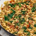 Close up of Tuscan White Bean Quinoa Skillet