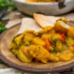 Plate of Vegan Cheesy Potato and Broccoli Pot Pie