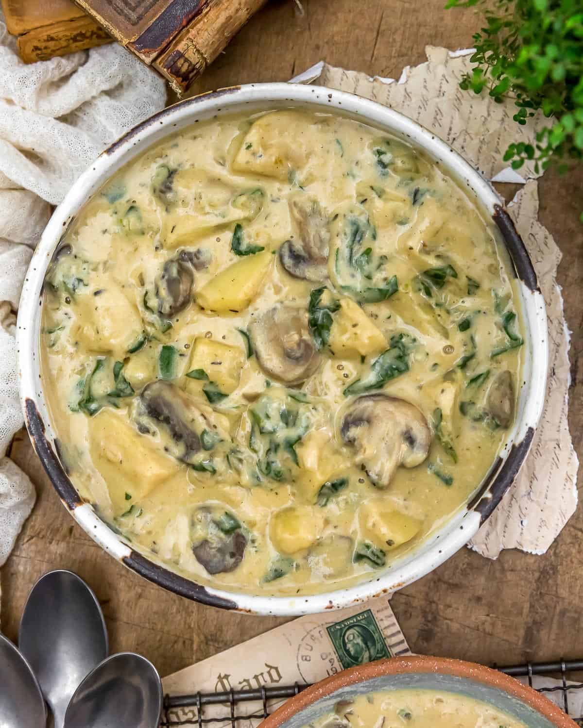 Bowl of Creamy Herb Potato and Kale Stew