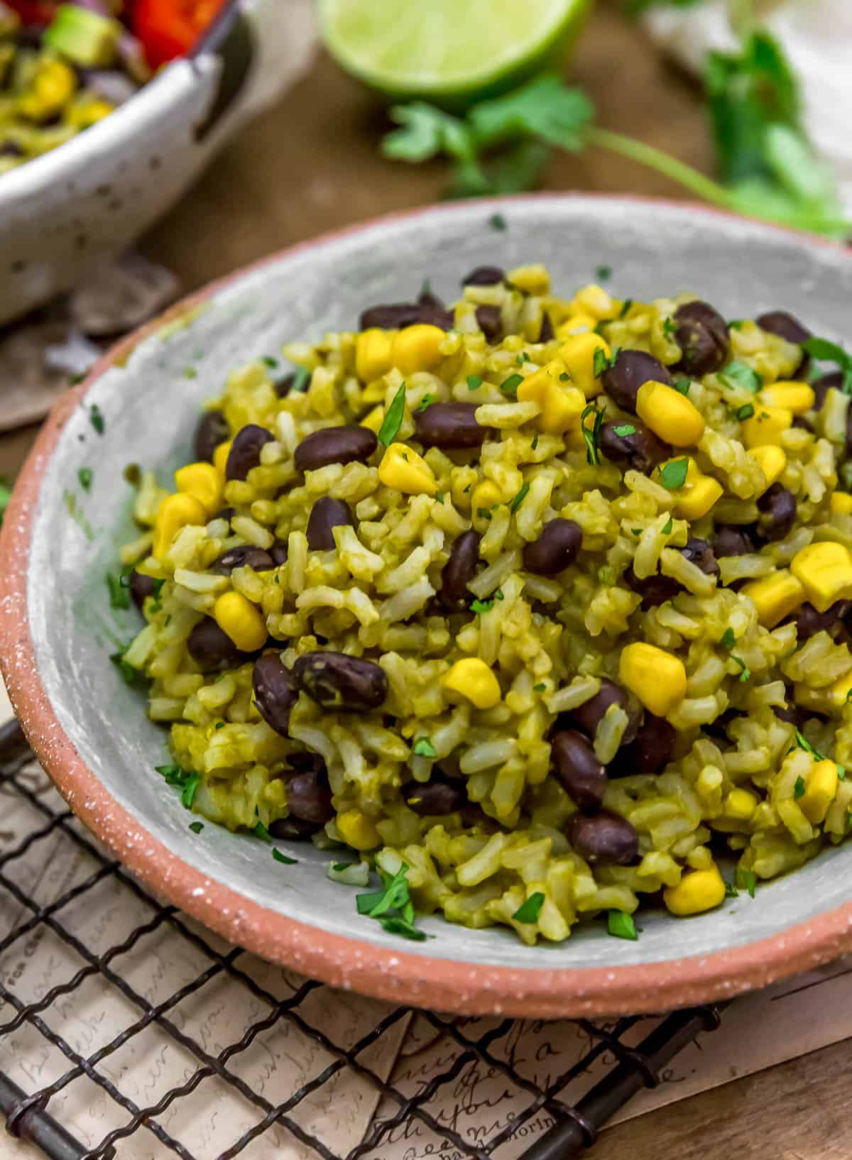 Close up of Oil-Free Mexican Green Rice