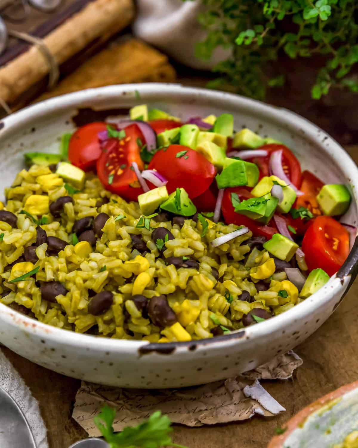 Close up of Oil-Free Mexican Green Rice