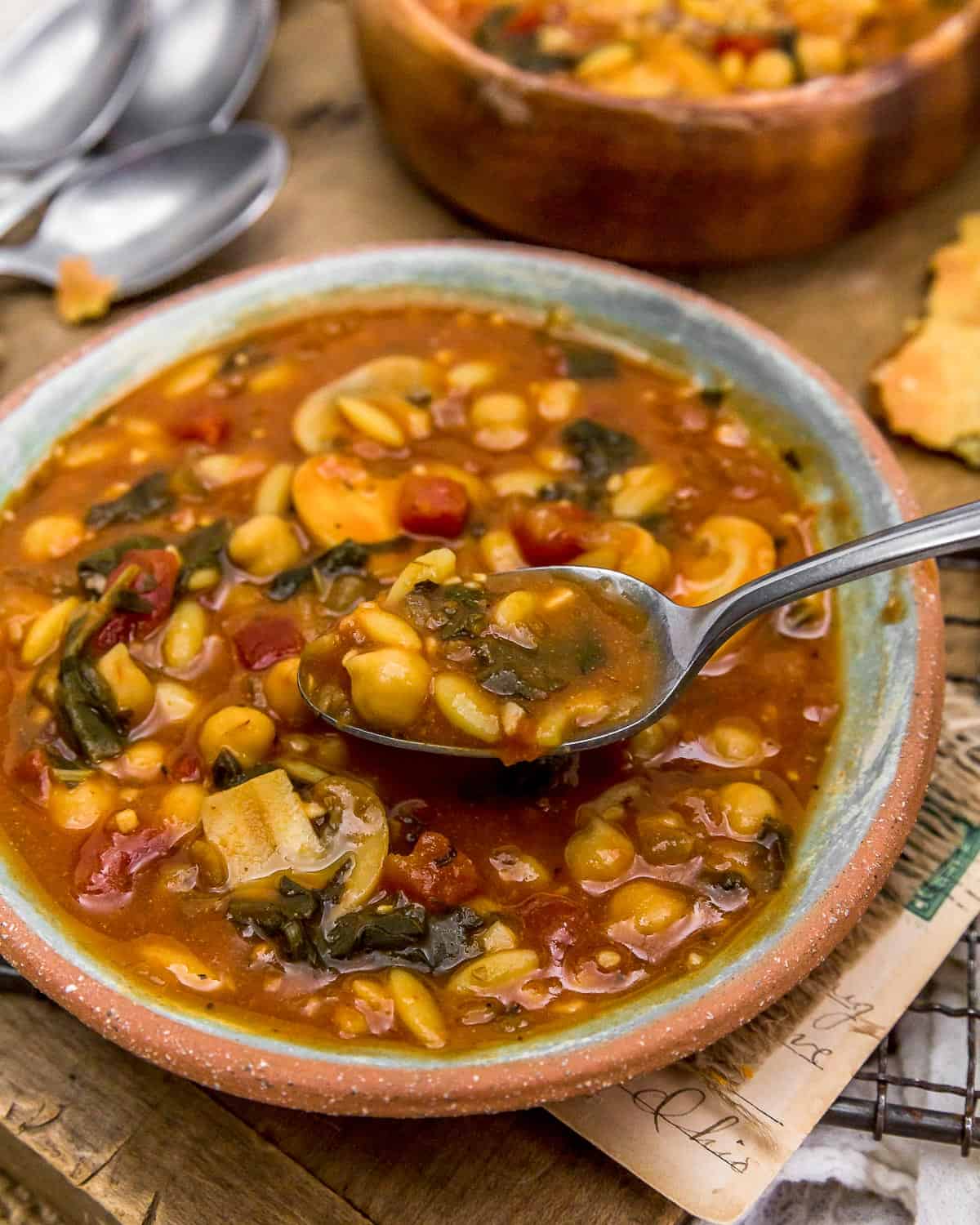 Eating Chickpea Kale Tomato Soup