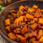 Close up of Maple Pecan Roasted Butternut Squash