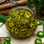 Easy Refrigerator Pickled Jalapeños in a jar