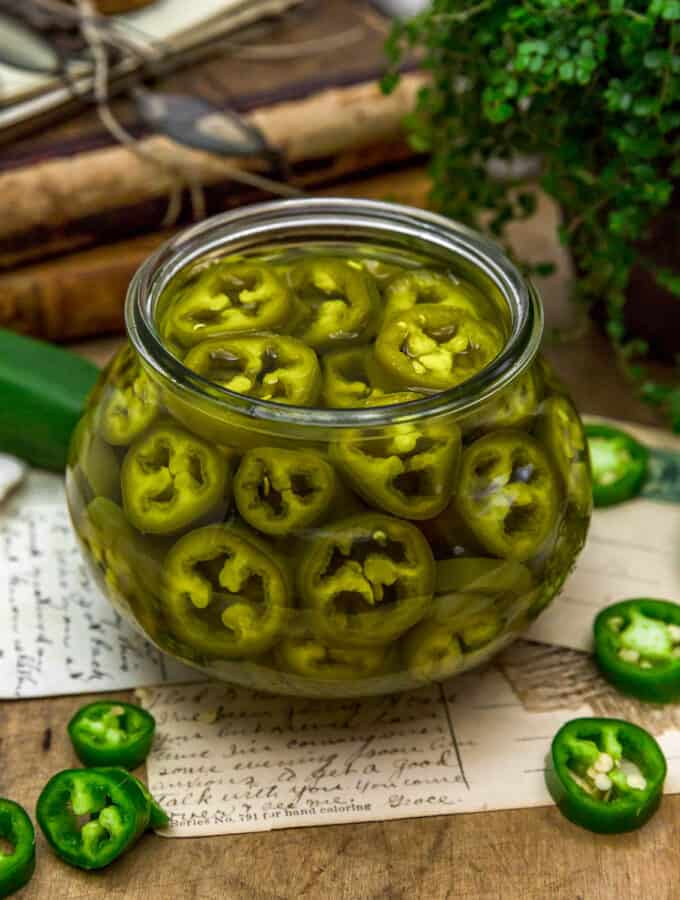 Easy Refrigerator Pickled Jalapeños in a jar