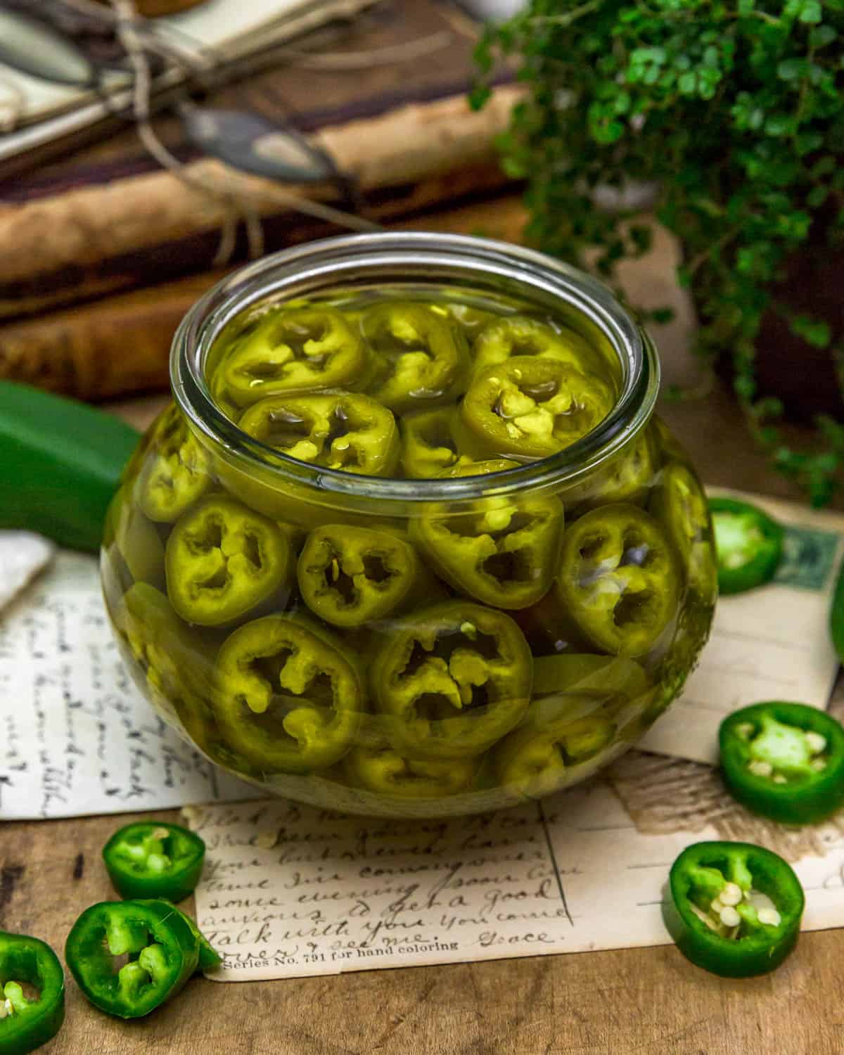 Easy Refrigerator Pickled Jalapeños in a jar