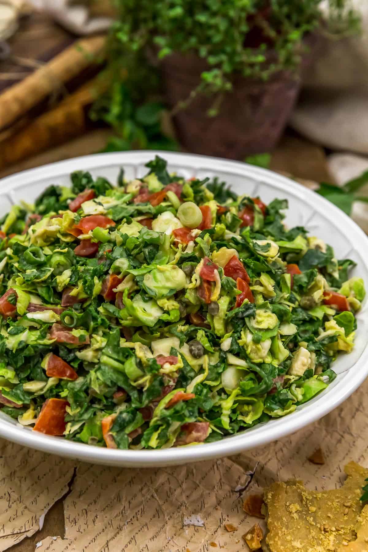 Vegan Caesar Chopped Salad in a bowl