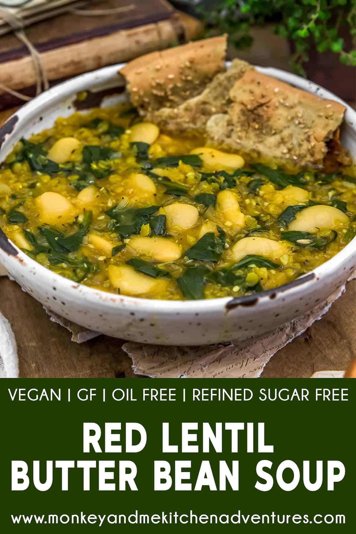 Red Lentil Butter Bean Soup with text description