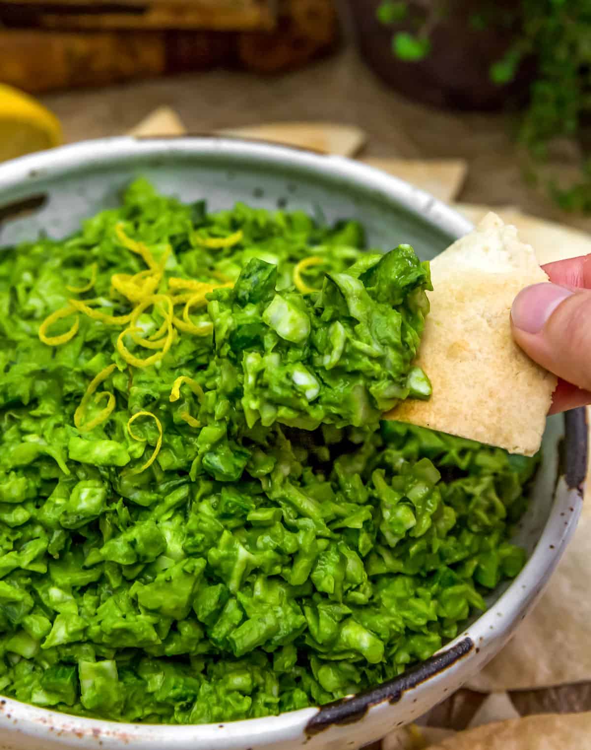 Eating Vegan Pesto Cabbage Chopped Salad