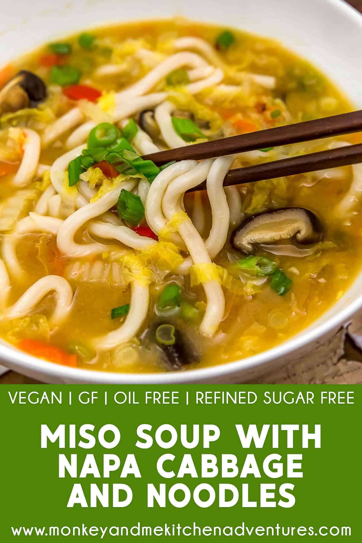Miso Soup with Napa Cabbage and Noodles with text description