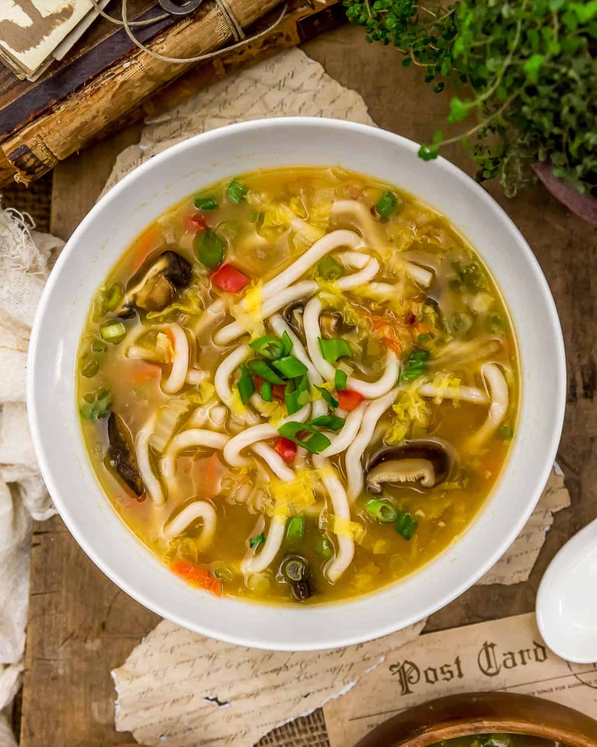 Bowl of Miso Soup with Napa Cabbage and Noodles