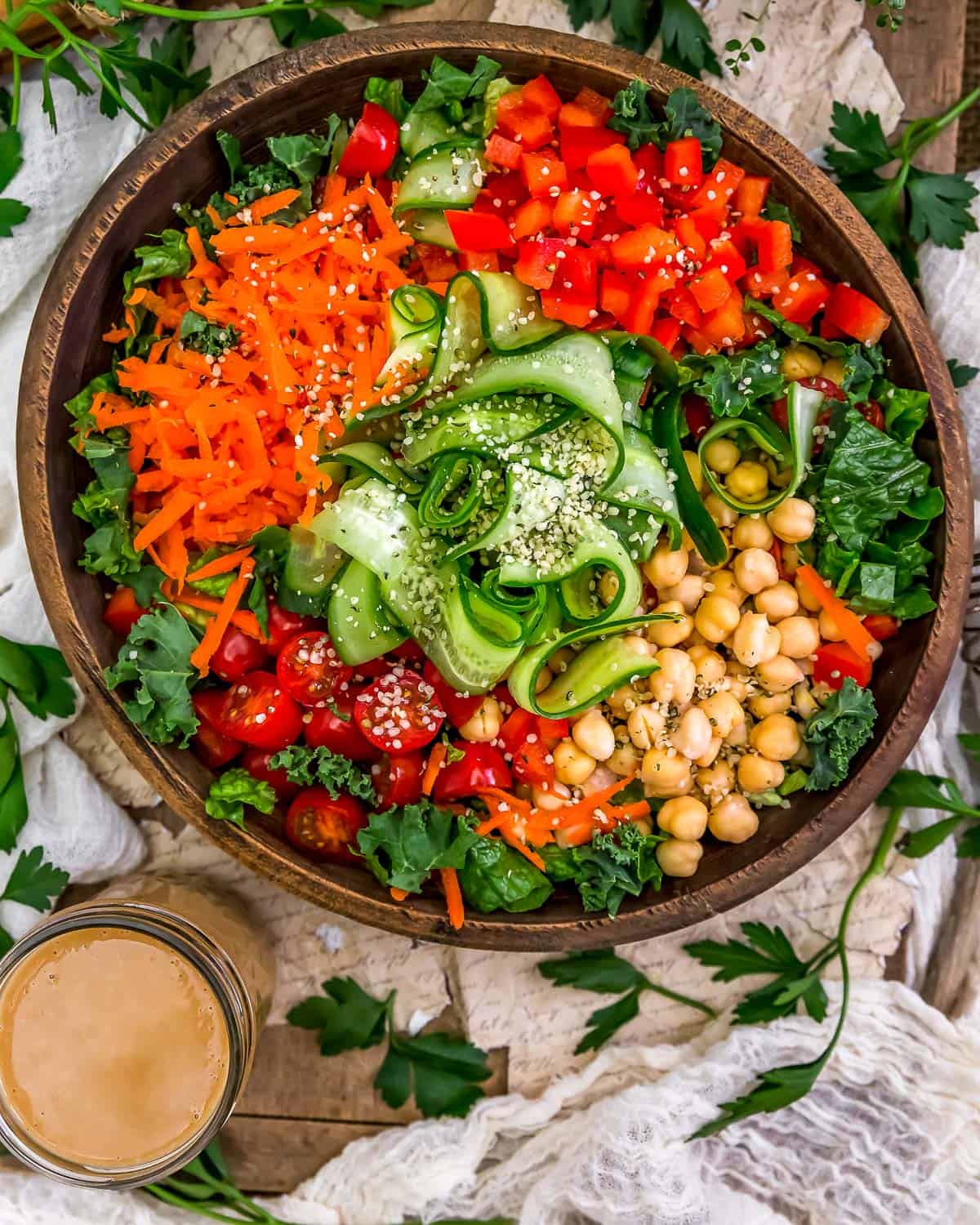 Tablescape of Oil Free Shallot Vinaigrette