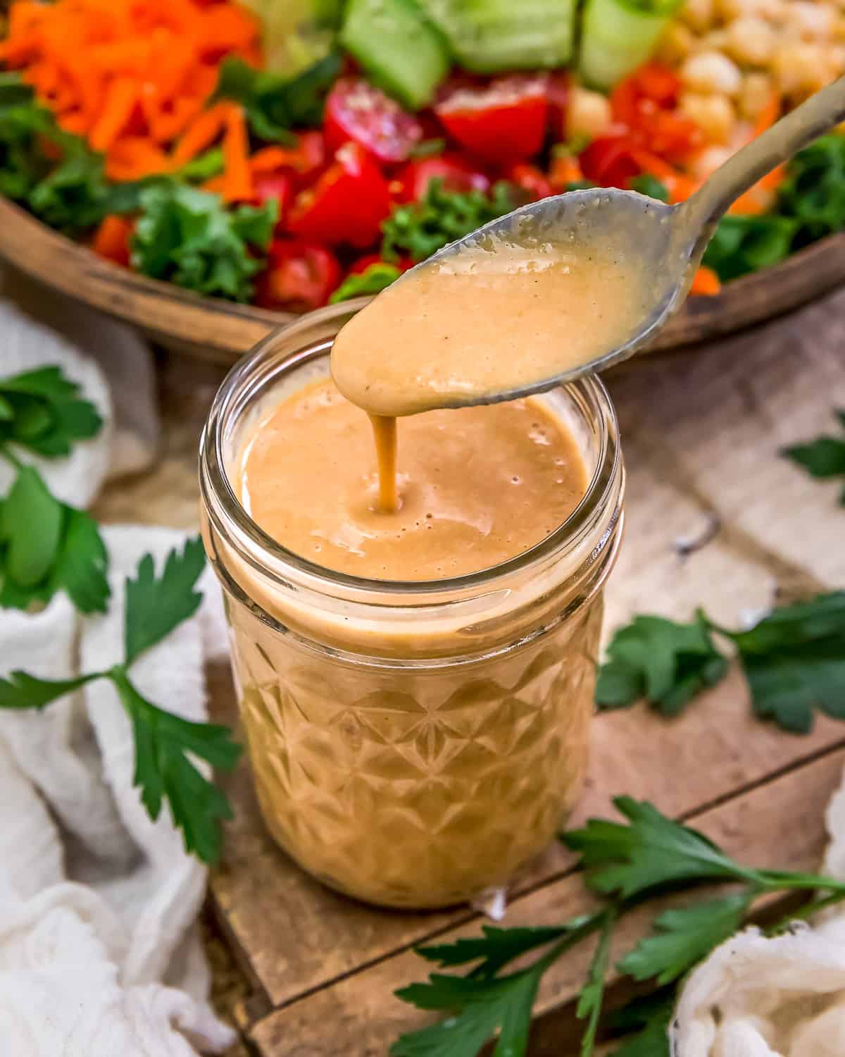 Spoon with Oil Free Shallot Vinaigrette