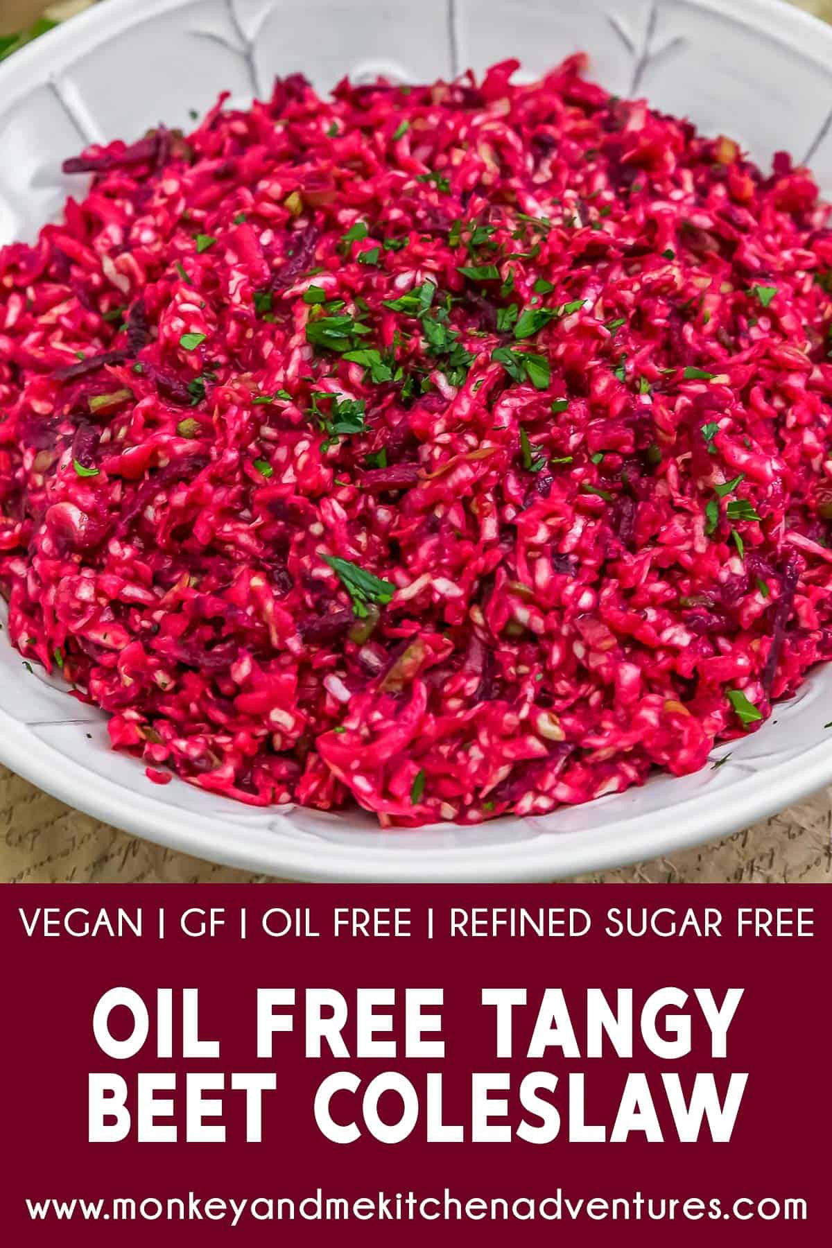 Oil Free Tangy Beet Coleslaw with Text Description
