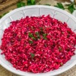 Oil Free Tangy Beet Coleslaw in a bowl