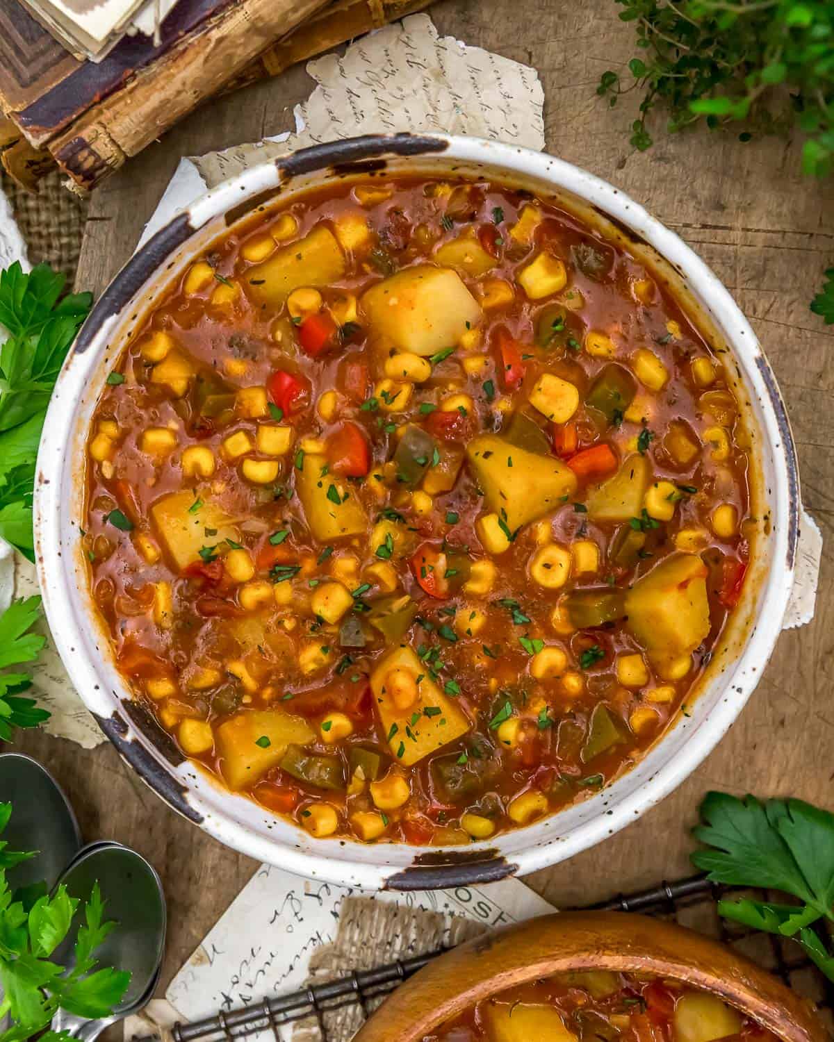 Vegan Cajun Corn Stew Monkey and Me Kitchen Adventures