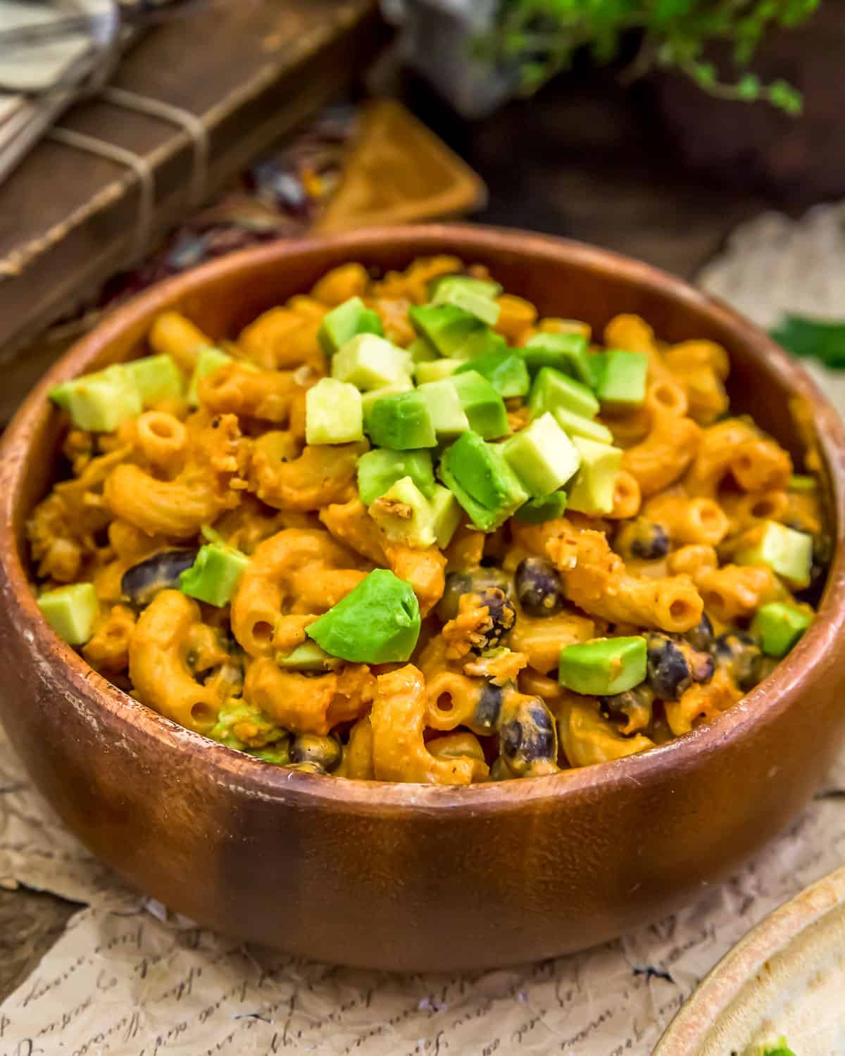 Vegan Enchilada Mac and Cheese in a bowl